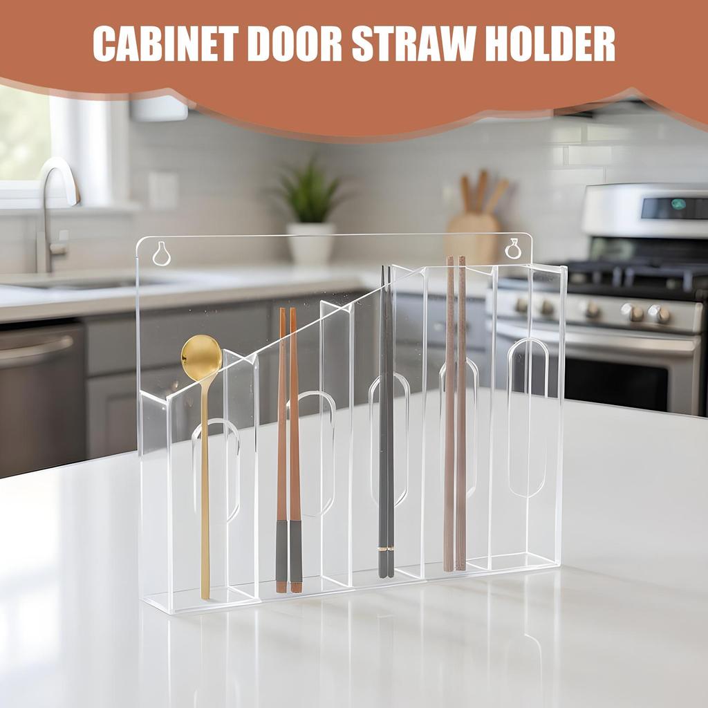 Straw Holder For Cabinet Acrylic Door Container Straw Holder For Counter For Spoon Chopsticks Stirring Rod Cupboard Drawer Wall