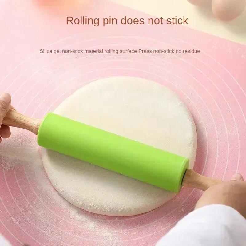 Silicone Rolling Pin Kneading Pad Set Silicone Roller Type Pressure Roller Pizza Grade Rolling Pin Pad Kitchen Baking Tool