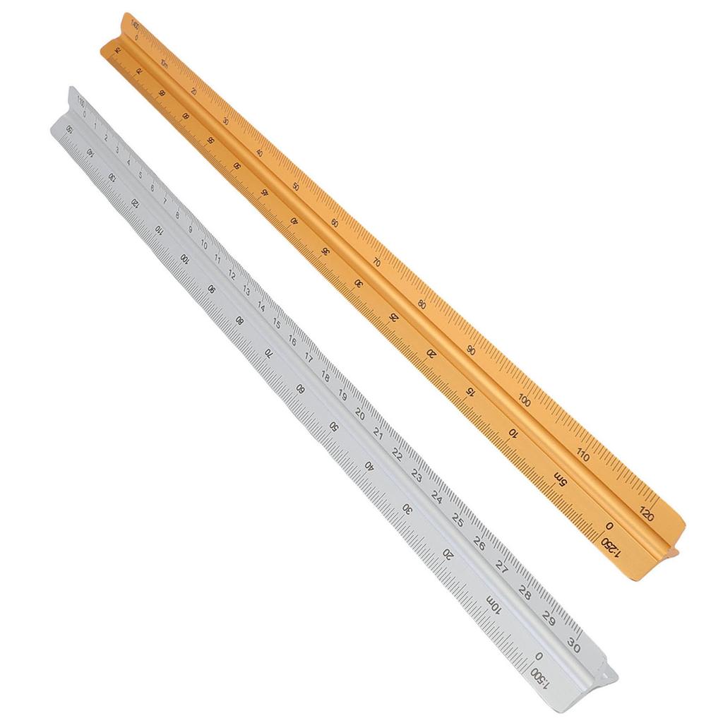 Architectural Scale Ruler 30cm Range Aluminum Accurate Concave Design Multifunctional Triangle Draft