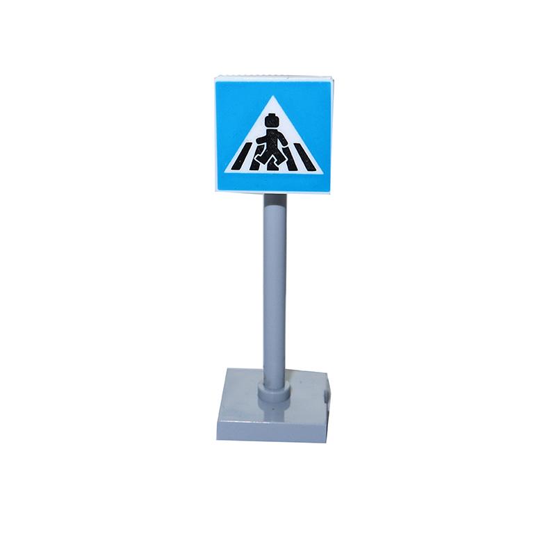 MOC Stadt Ampeln Straßenschilder Straßensperre Ampel Geschwindigkeitsbegrenzung Menschlicher Straßen Parkplatzschild Bausteine Szene Spielzeug