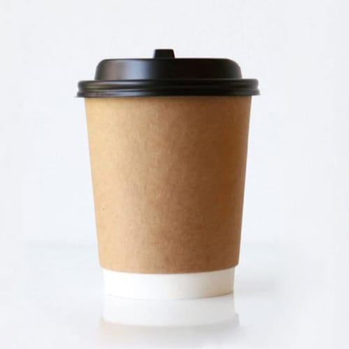 [Plastic Cups/Paper Cups] Takeout Disposable Cups, 80mm Diameter, 8oz, Double-Layered Insulated Kraft Cups with Opening Lids (Pack of 100)