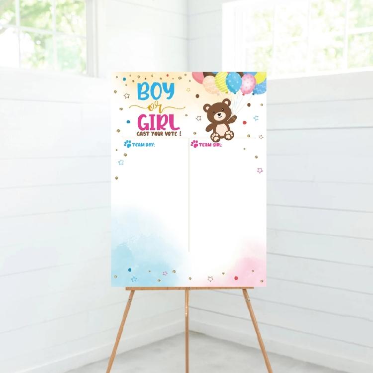 Gender Reveal Party Baby Gender Reveal Poster with 36 Boy and Girl Stickers