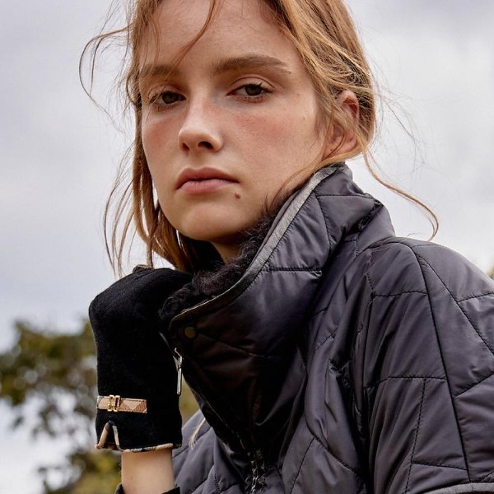 Daks Wool Smartphone Touch Gloves With Black Check Detail Dd Decorate Dcgv3f410bk Single option