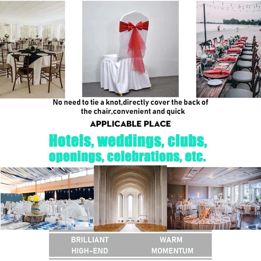 Stretch Pcs Chair Polyester 10 Sashes Chair Bands Organza Chair Sash Bows Spandex Bows For Party Birthday Hotel Romantic Wedding Banquets Decoration