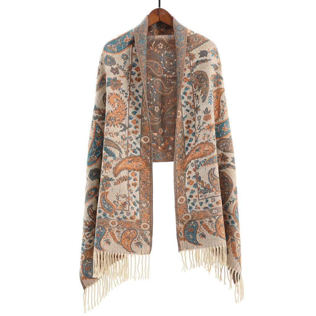 High-End Red Angora & Imitation Cashmere Ethnic Style Scarf Shawl