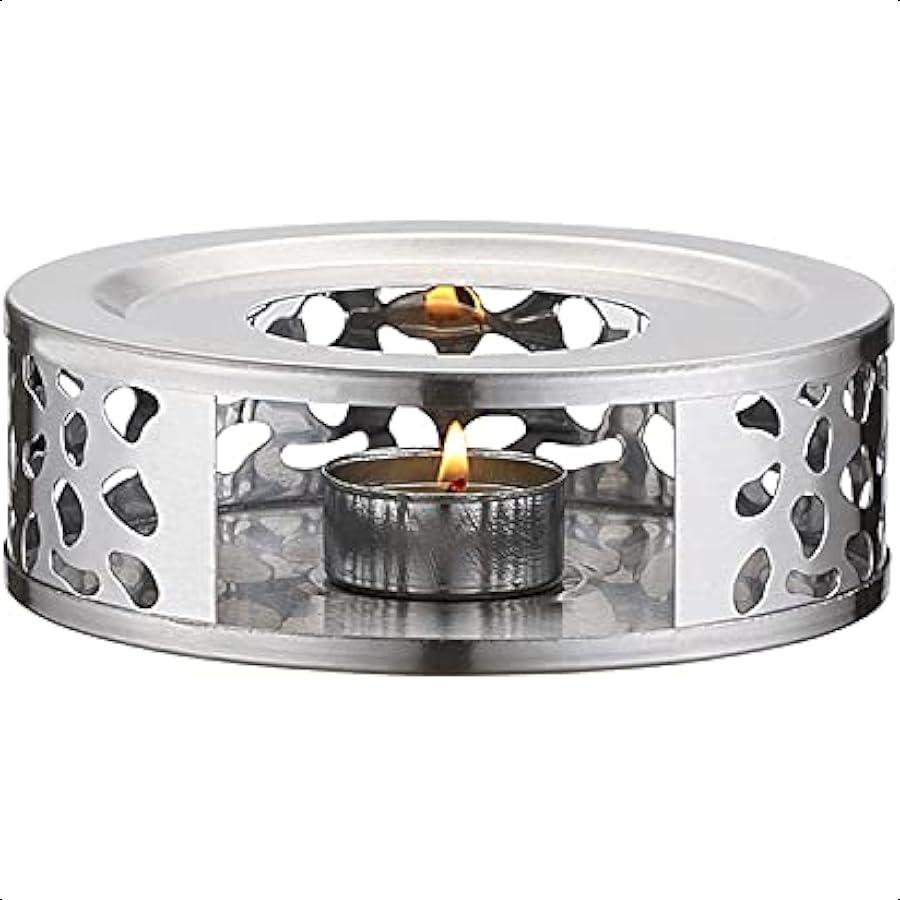 Stainless Steel Teapot Warmer Metal Teapot Heater with Tealight Holder Stainless Steel Candle Base Coffee Tea Warmer for Glass