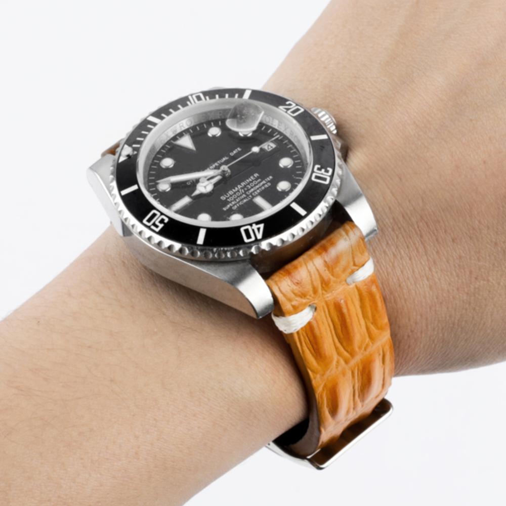 Crocodile Genuine Leather Watch Band Bracelet 18mm 20mm 22mm 24mm Black Coffee Alligator Cowhide Watch Strap for Men Women