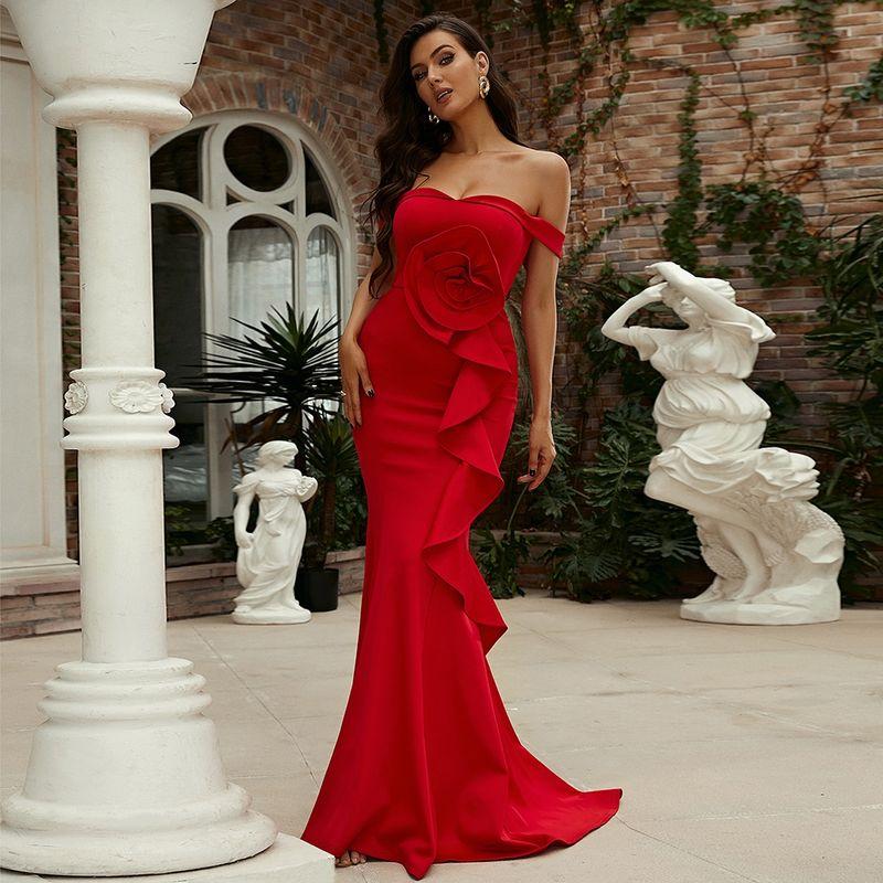 Wedding Dress Long Dress Red Women Clothes Night Club Party Red S