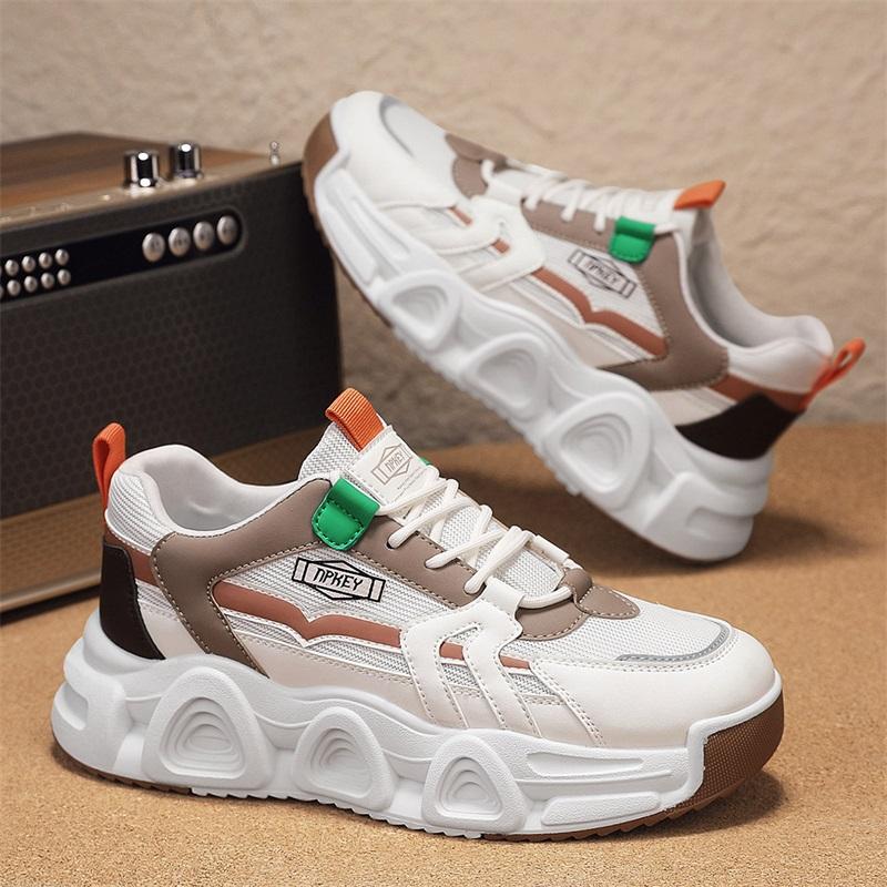 New Thick Sole Multi-functional Bulky Men's Trend Shoes Soft Sole Sports Shoes  Mesh Lace-up Breathable Casual Sports Shoes