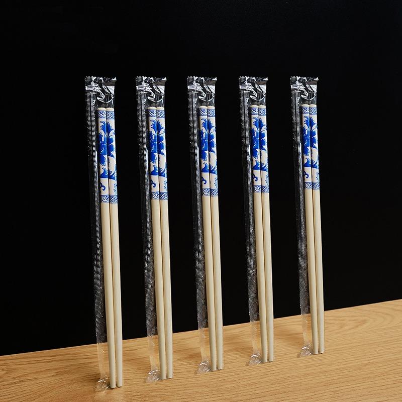 50 Pairs of Disposable Chopsticks Independent Packaging Chinese Blue Creative Gifts Bamboo Chopsticks Sushi Restaurant Supplies