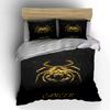 Gold Crab Zodiac Design Set Bedding Duvet Cover Set Duvet Cover Pillowcases  (1 * Duvet Cover 2 * Pillowcases, Without Duvet Insert)