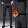 New Velvet Thickened Thermal Casual Pants Men's Straight Slim-fitting Cotton and Linen Polished Elastic Waist Men's Pants