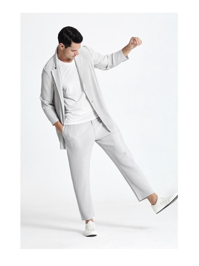 Men's Summer 2021 Pleated Casual Suit Jacket and Trench Cardigan