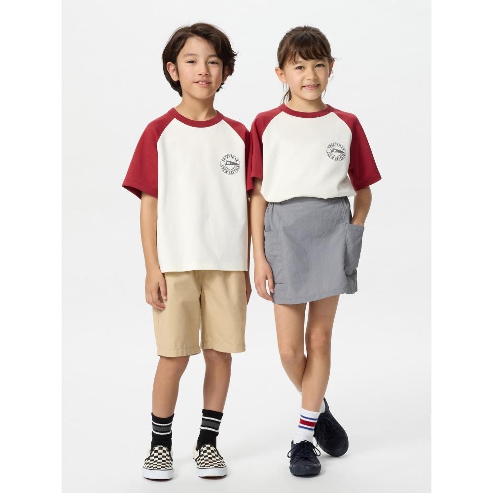 

Uniqlo Kids Airism CoTTon Graphic Crewneck T Raglan 16 RED/KIDS 110