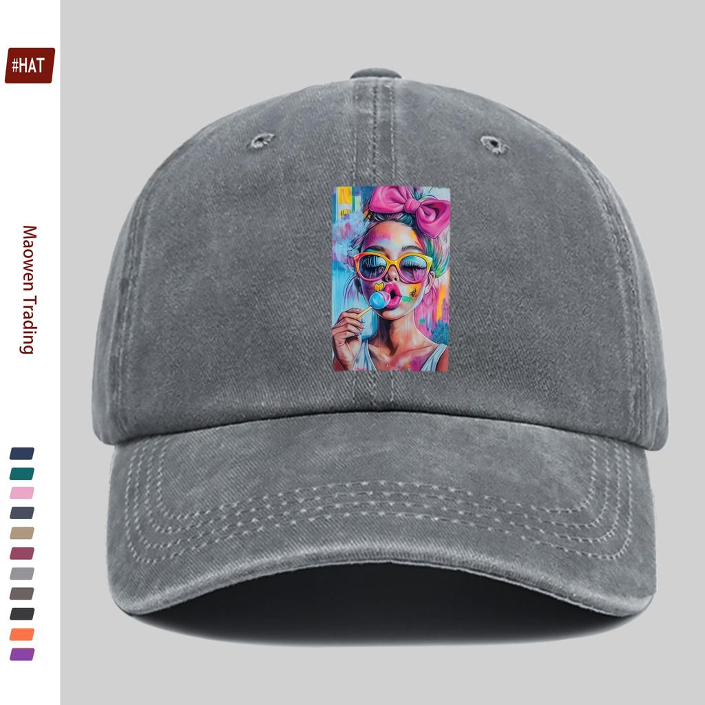 Pc Artistic Pattern Printed Baseball Cap with Character Portrait Design Decorative Hat Comfortable Lightweight Headwear Adjus
