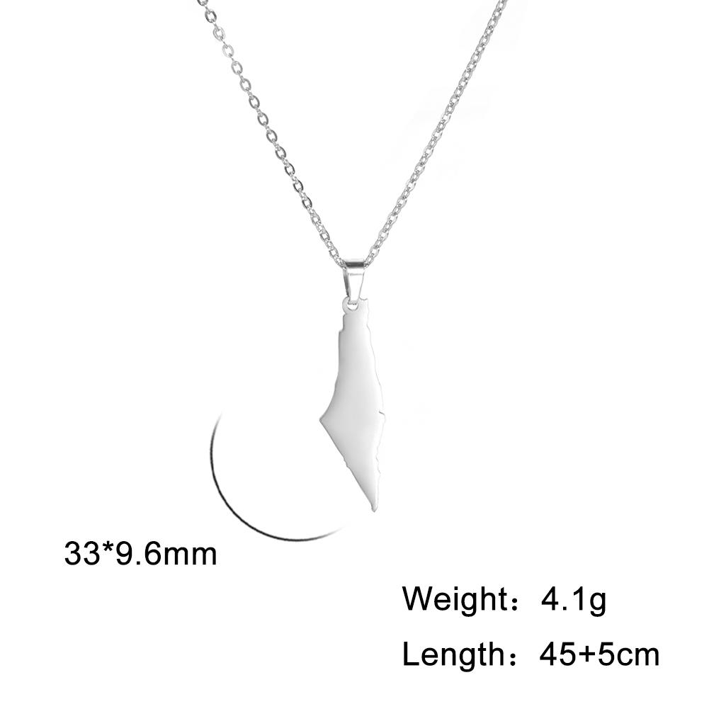 Palestine Israel Map Pendant Necklace Fashion Geography Country Necklaces Stainless Steel Charm Chain Jewelry Men Woman