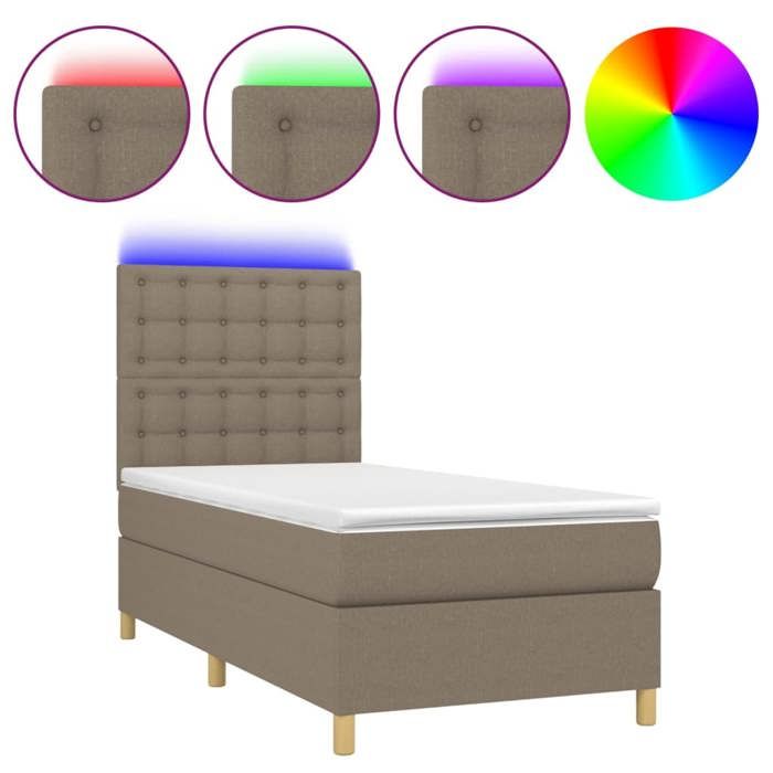 Maison Exclusive - Sommier à lattes de lit et matelas et LED Taupe 80x200cm Tissu