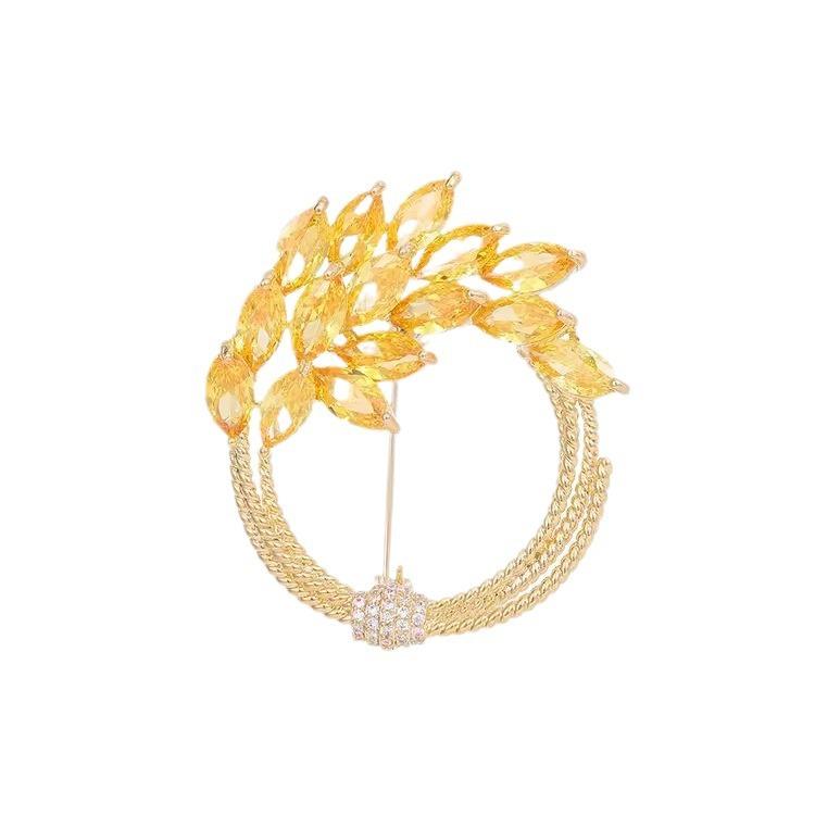 Golden Wheat Huanhua Brooch High-End Women'S Exquisite Light Luxury Wheat Ear Brooch Niche Design Pin Suit Accessories