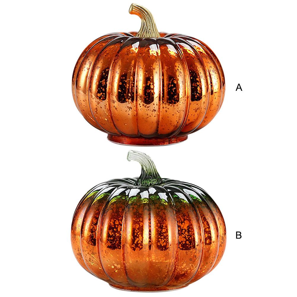 LED Pumpkin Lantern Halloween Glass Pumpkin Shape Lantern Home Halloween Decor Pumpkin Lights Lamp