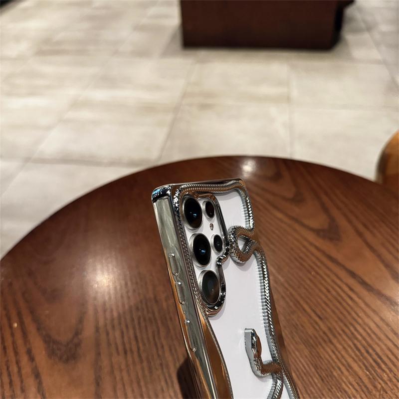 3D Schlangen Handyhülle für Samsung Galaxy S25 Ultra S24 S23 FE S22 A56 A36 A26 A06 A16 A55 A54 A15 A14 Galvanisiert Hohl Stoßstangenabdeckung