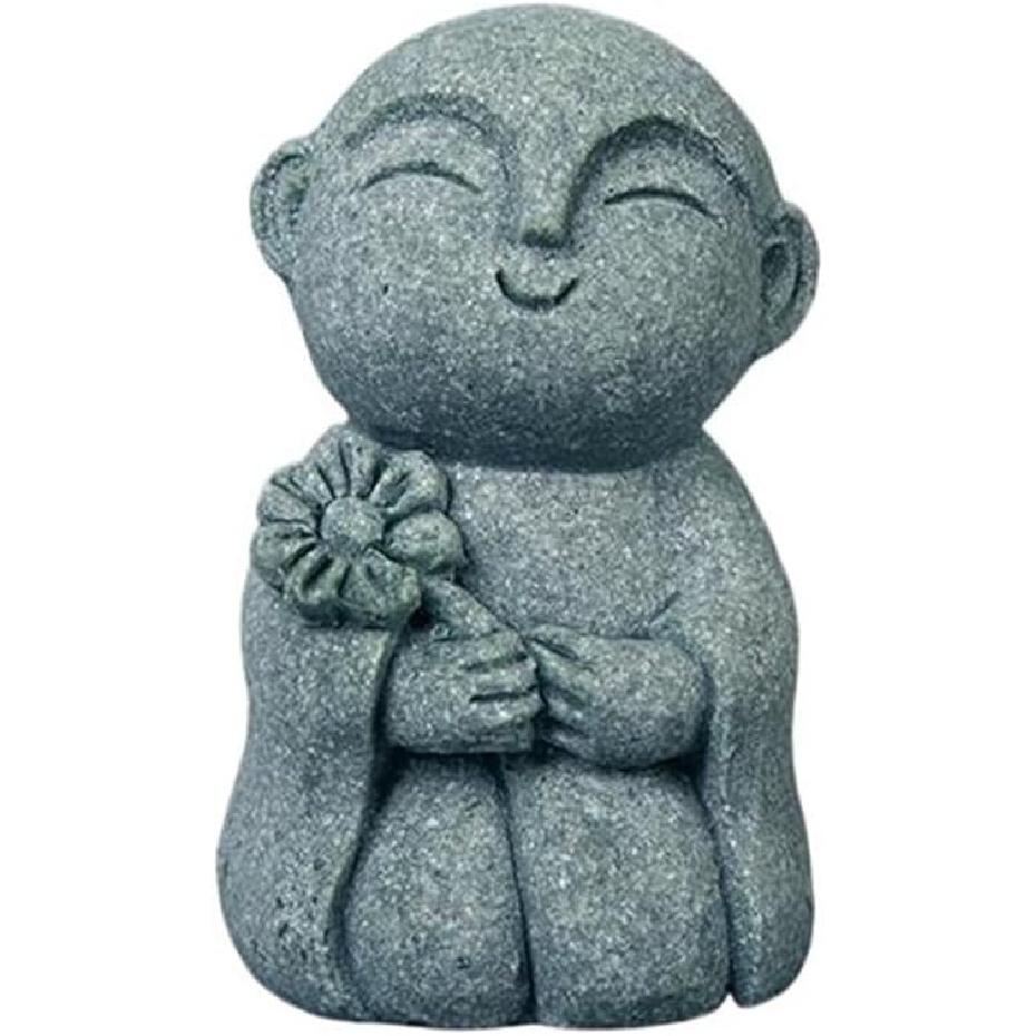 Мини Статуэтка Будды-Монаха Зеленый Песчаник Статуэтки Дзен Монах Молящаяся Статуэтка Скульптуры для Богатства Удачи Фэн-шуй Декор Дом Аквариум Style 5