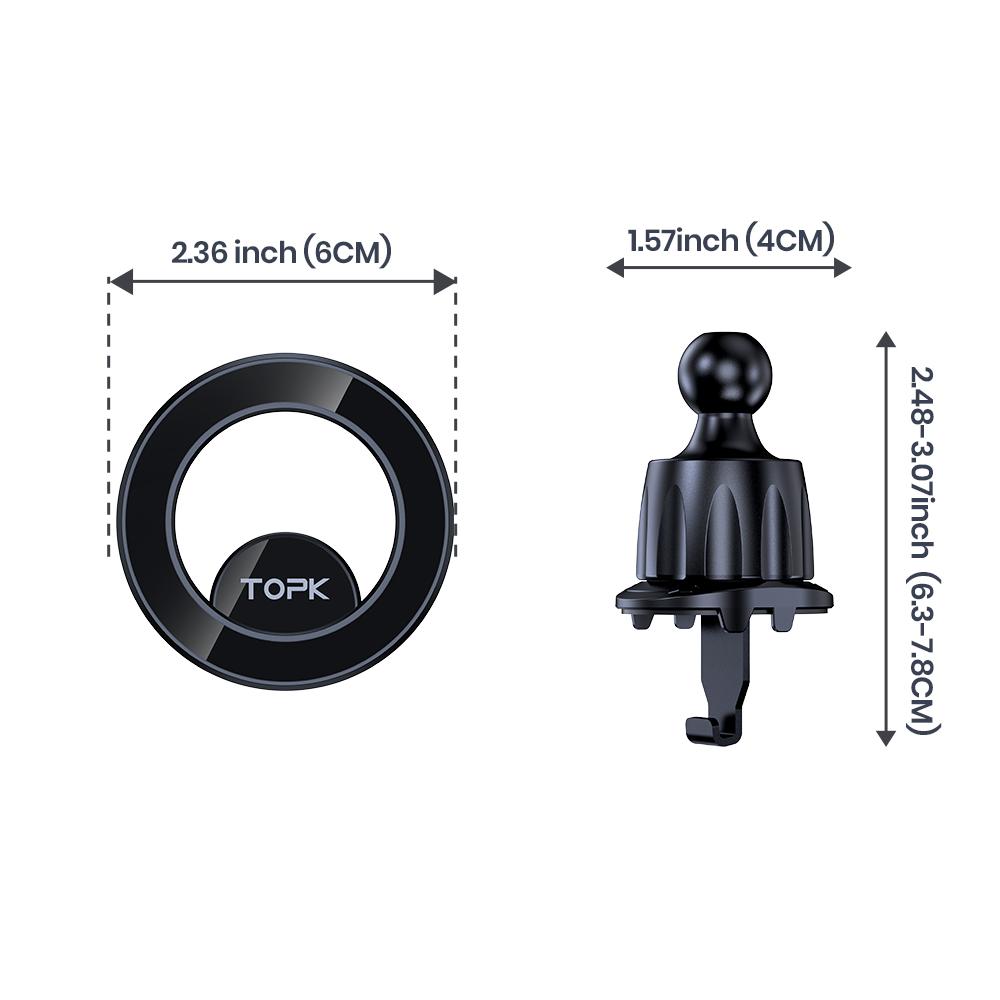 TOPK Autohandyhalter Handyhalter Auto 20 Magnete 360° drehbar Lüftungsschlitz Mag-Safe Halterung für iPhone 15 14 13 12 Pro Max