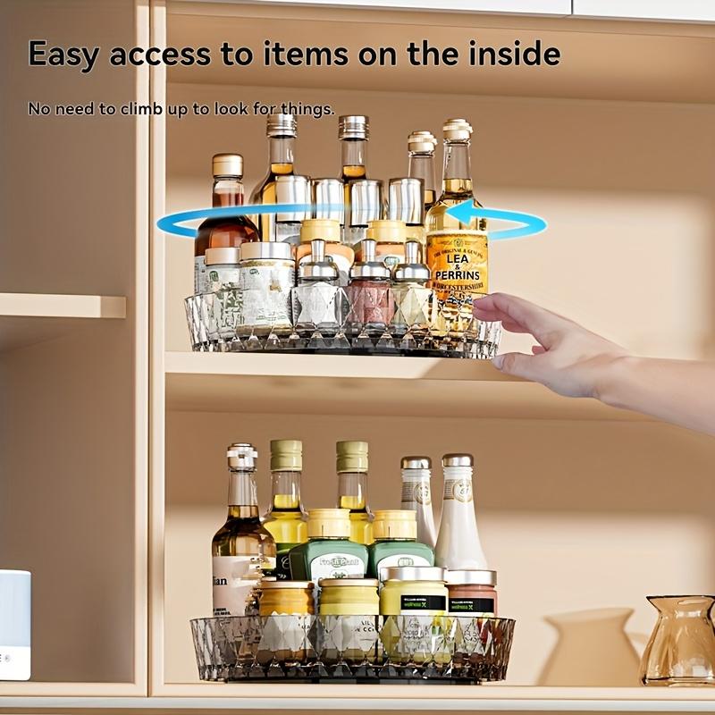 360° Rotatable Kitchen Storage Organizer – Versatile Plastic Tray for Spices, Condiments, and Small Bottles Spice Holder