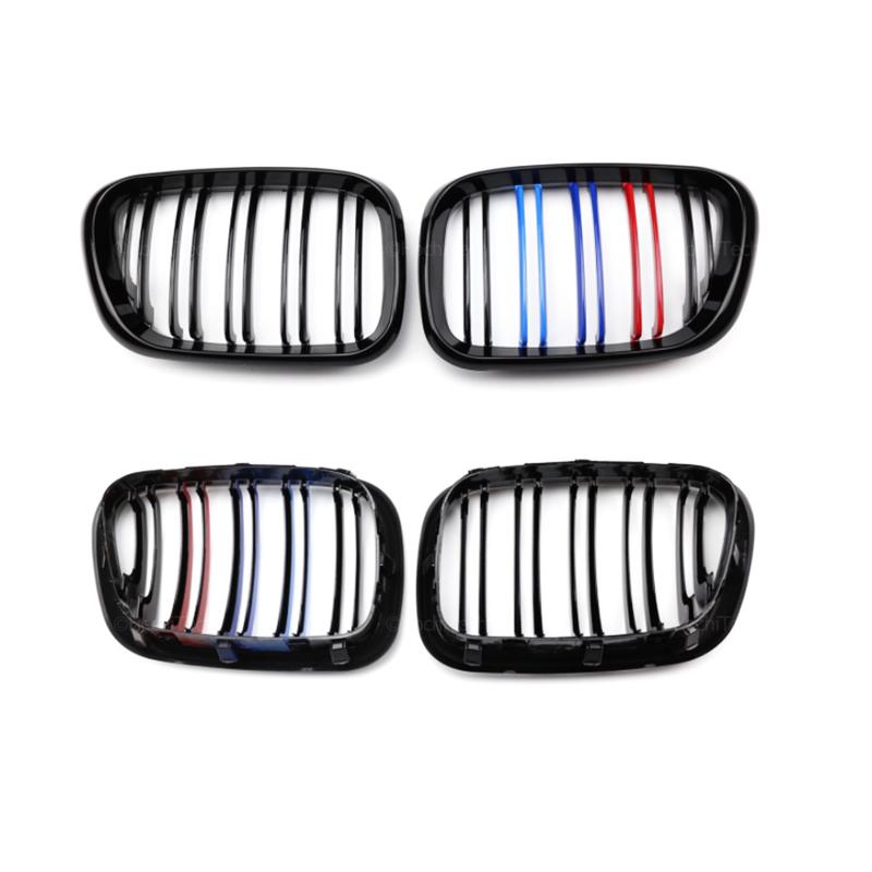 New Look Car Grille Grill Front Kidney Glossy 2 Line Double Slat For BMW X5 E53 Pre-LCI 1999 2000 2001 2002 2003 Car