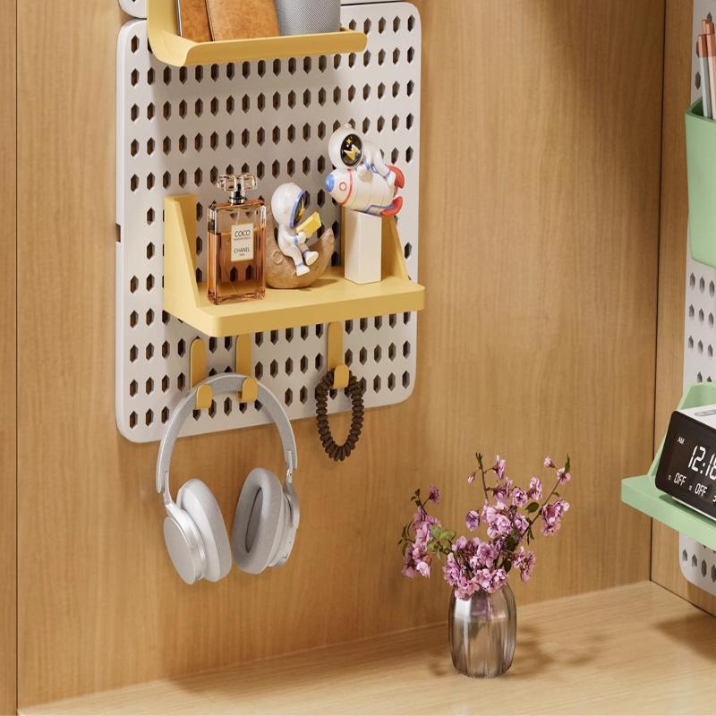 Hole Board Dormitory Wall Shelf Free Punching Adhesive Study Wall Mount Students Study Wall Mounted Storage Rack Home Decoration