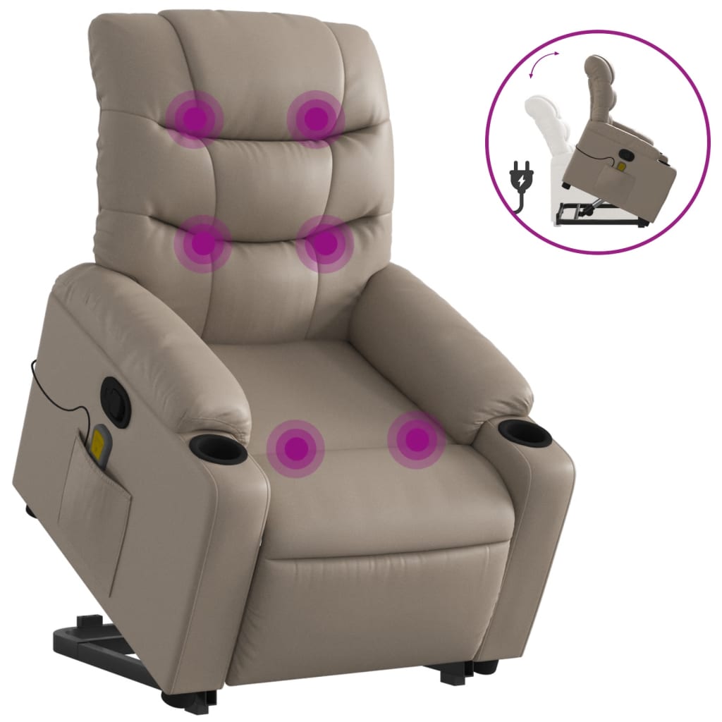 Massage Chair with Rising Function Cappuccino Brown Faux Leather
