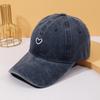 Vintage Washed Women's Baseball Cap with Heart Embroidery - Soft, Casual Outdoor Sun Hat