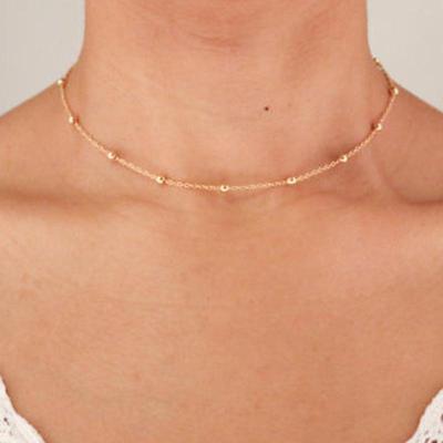 Colar Feminino da Moda Europeia e Americana Simples com Contas Redondas