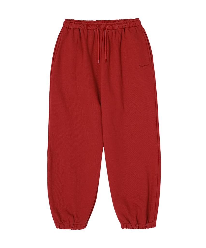 CRANK Embroidered Fleece-Lined Jogger Pants_Red