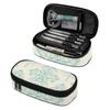 Pencil Case 300D Polyester Practical Secure Zipper Closure with Main Compartment Mesh Pocket and Pen Slots for Daily School Use