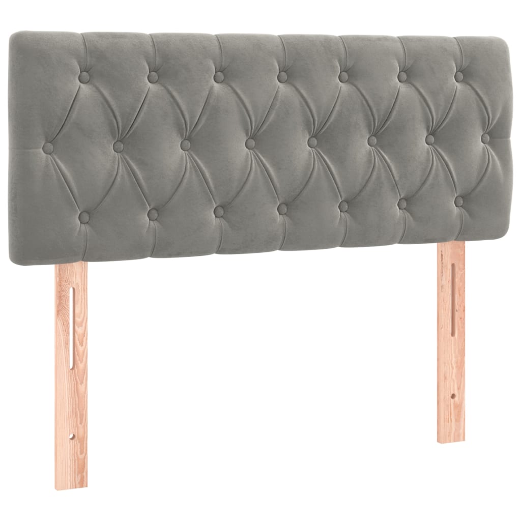 Box Spring Bed with Mattress Light Grey 90 x 190 cm Velvet