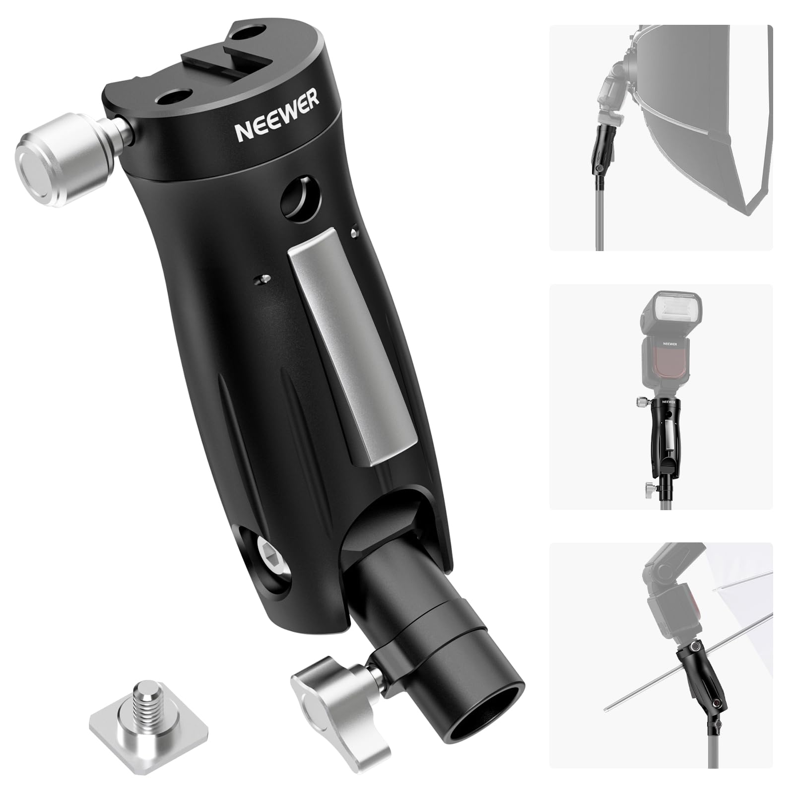 

Крепление для вспышки на холодный башмак NEEWER с винтом и пистолетной рукояткой, универсальный адаптер для стойки освещения для вспышки, быстрое вращение, рукоятка GM14, 1/4 вне камеры