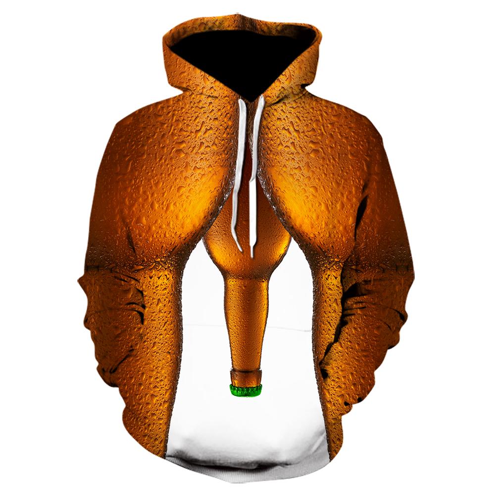 Felpa con cappuccio 3D da uomo 2020 birra stampa 3D moda casual giacca street pullover abbigliamento sportivo primaverile