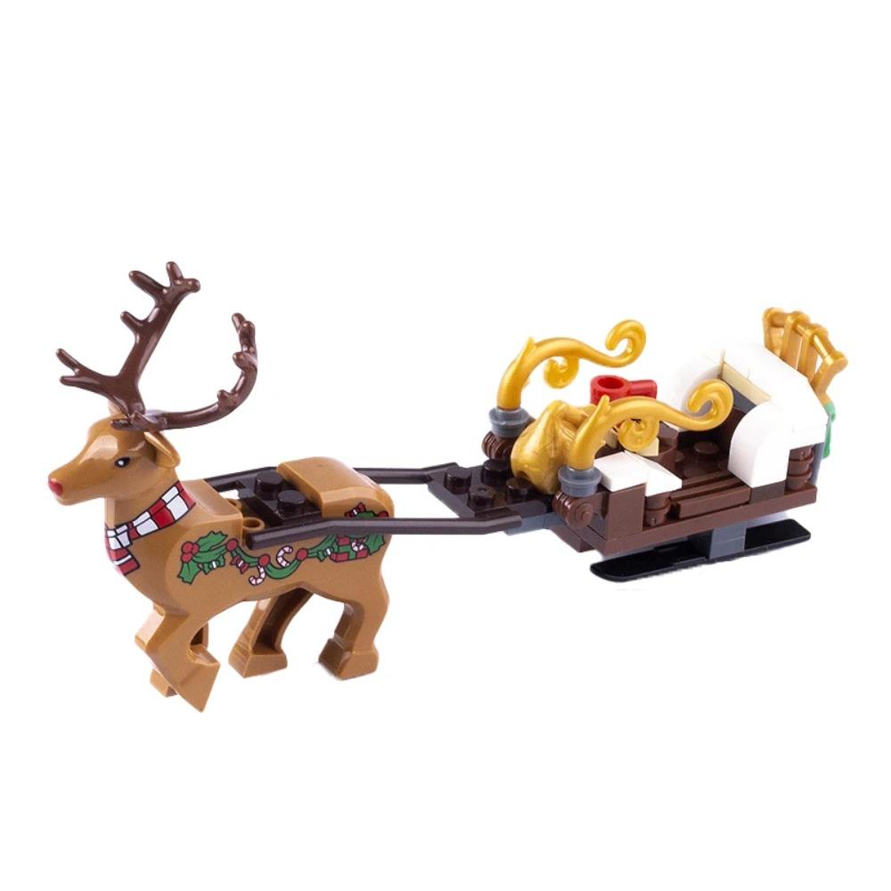 Winter City View Merry Christmas Decoration Flower Wreath Building Blocks House Home Santa Claus Figures Snow Window Bricks Toys