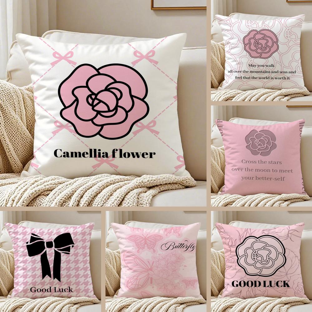 Hot Selling Camellia Highend Printing Cushion Cover Pillowcase Antidustmite Living Room Sofa Decor Cushion Room