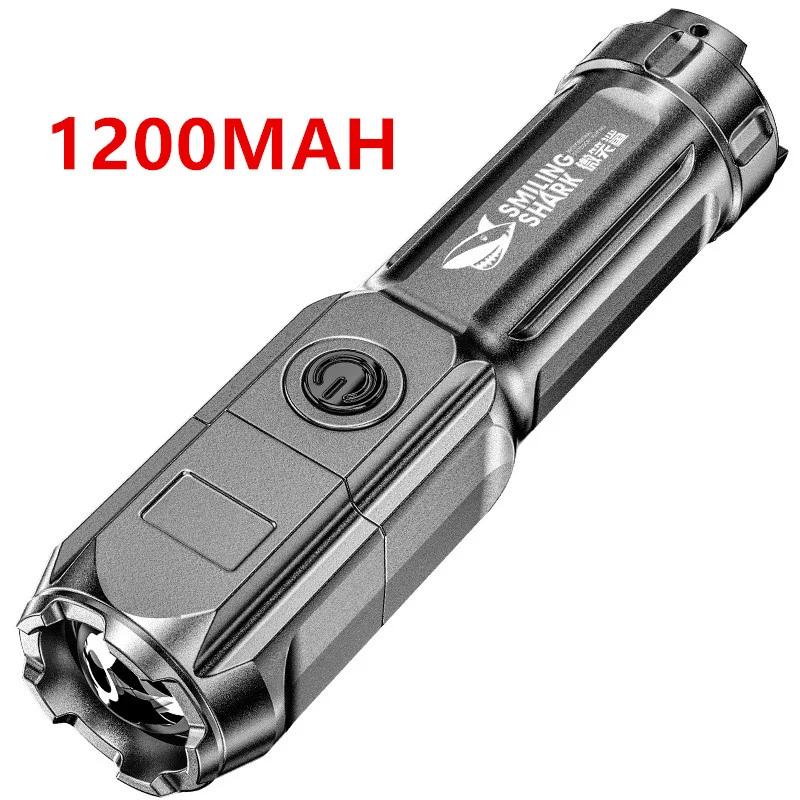 Telescopic Zoom Tactical Flashlights Rechargeable LED Torch 4 Lighting Modes Long-Range Waterproof Camping Fishing Flashlight
