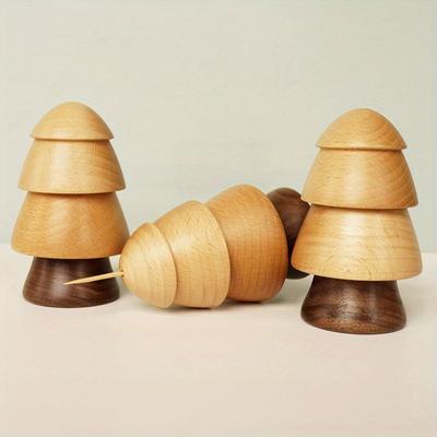 1PC Wooden Tree-shaped Toothpick Box Christmas Desktop Decoration Storage Box Home Kitchen Toothpick Holder
