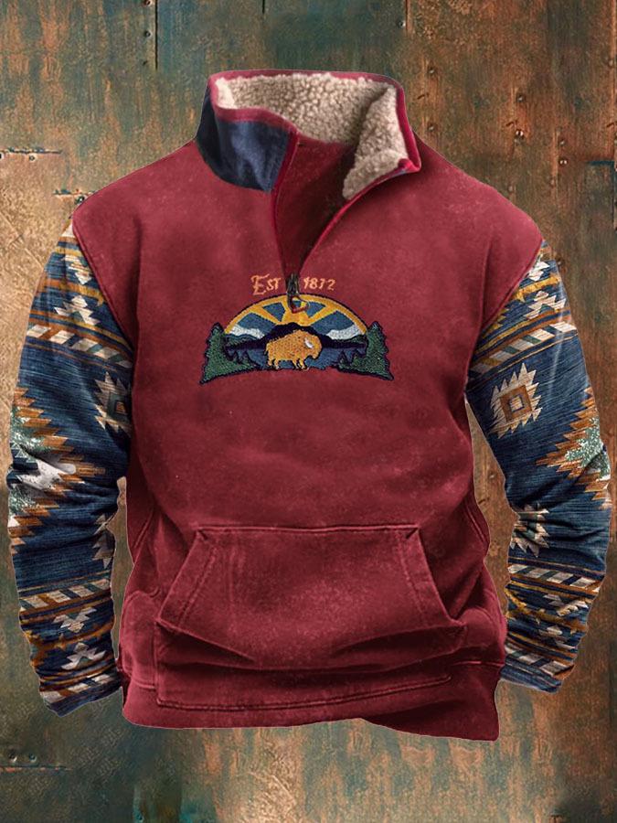 Men's 3D Print Half-Zip Long Sleeve Hoodie Jacket