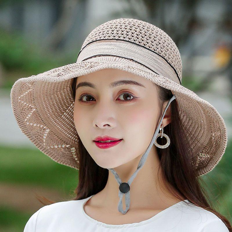 Summer Women Straw Hat Bowknot Wide Brim Floppy Panama Hats Female Lady Outdoor Foldable Beach Sun Cap