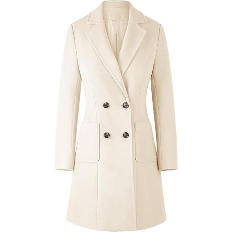 Women Slim Fit Solid Long Sleeve Mid Length Casual Outerwear Coat