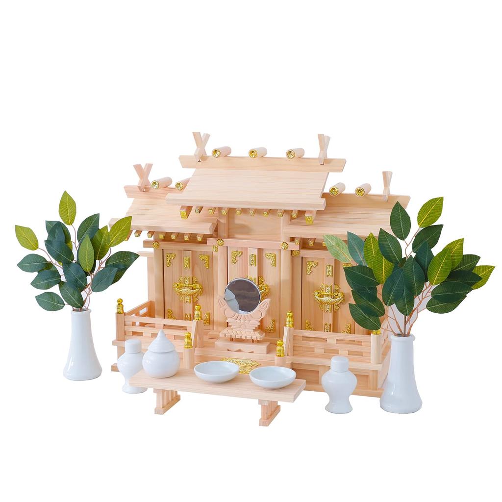 Official Kamidana Village Three-Shrine Set with Different Roofs