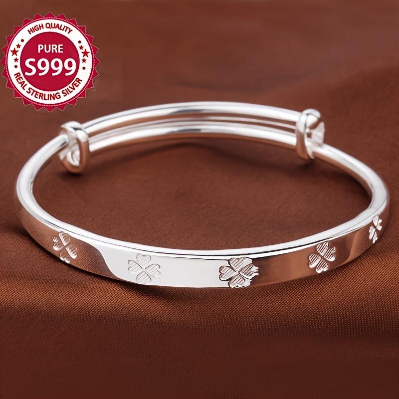 Adjustable bracelet, made of pure 999 silver, designed for easy wear, perfect silver jewelry for women Silvery Bracelet