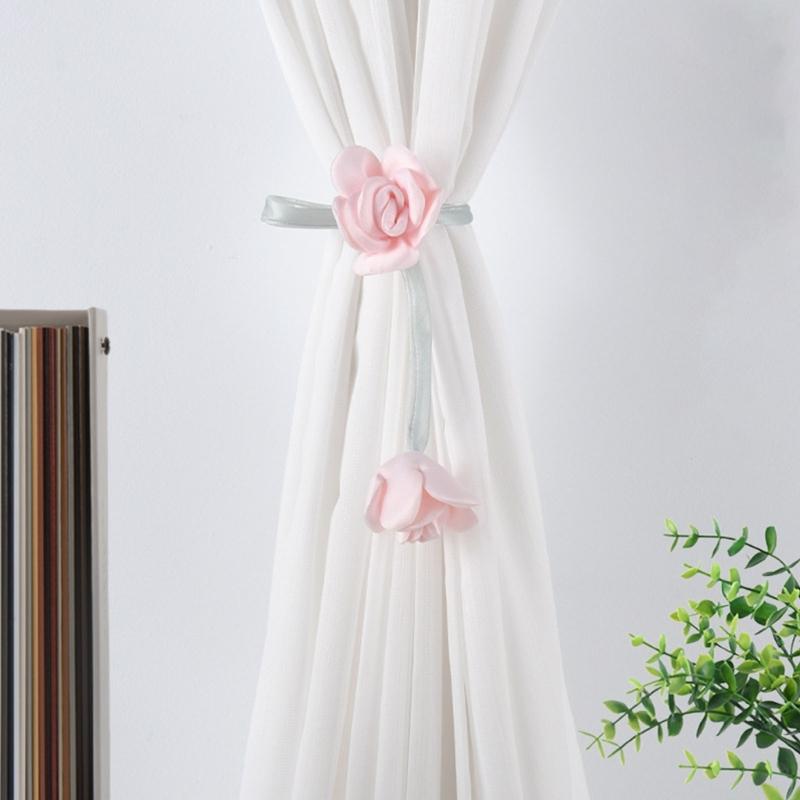Flower Shape Curtain Holdbacks Polyester Fabric Multiple Color Option Simple Setup Window Decoration
