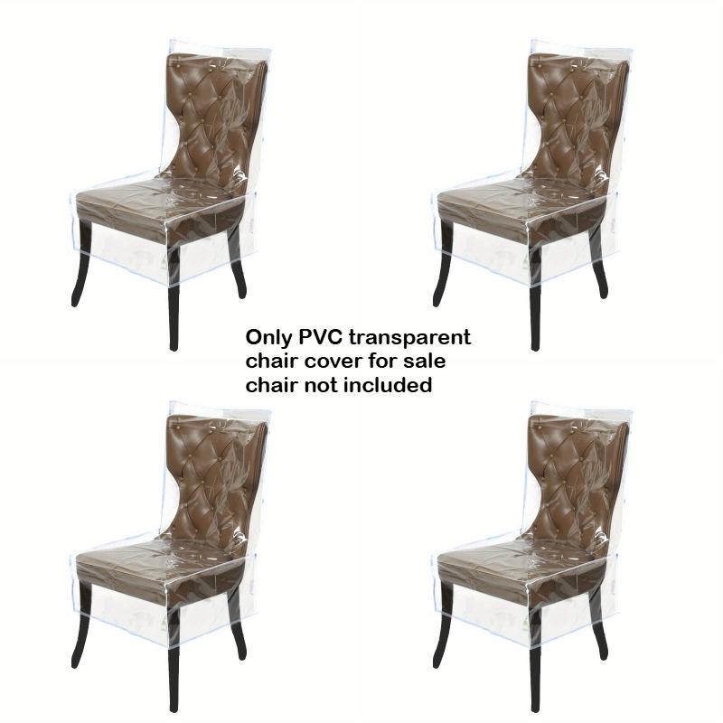 4/6/8pc Plastic Dining Chair Covers with Backrest PVC Transparent Chair Cover Quality Kitchen Protective Chair Covers Dust-Proof
