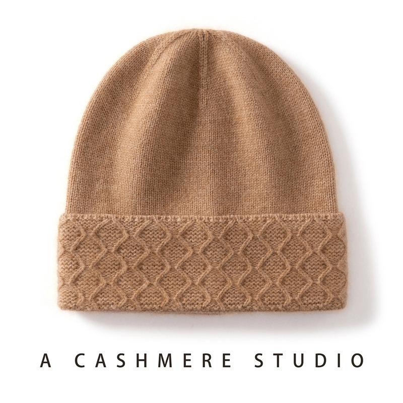 Autumn and Winter New Cashmere Hat Women's Flanged Warm Hat Brimless Casual Knitted Outdoor Hat Men