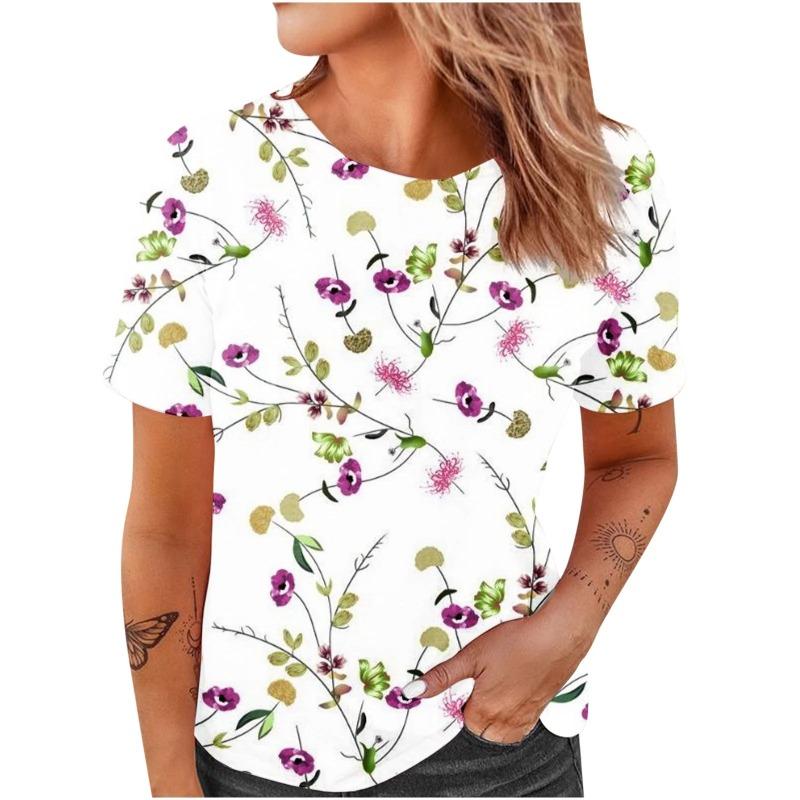 New Flower 3D Print T-Shirts Women Summer Casual O-Neck Short Sleeve T Shirt Harajuku Y2k Tees Tops Female Clothing